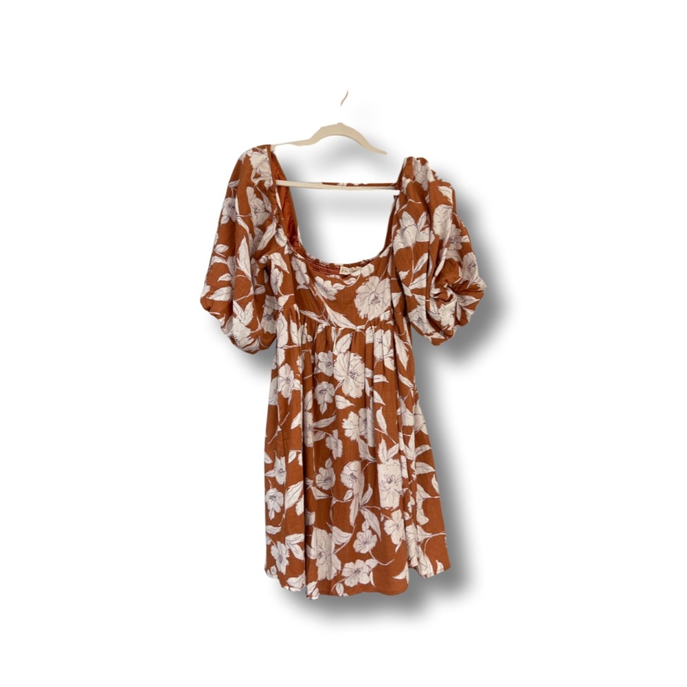 Orange floral mini dress